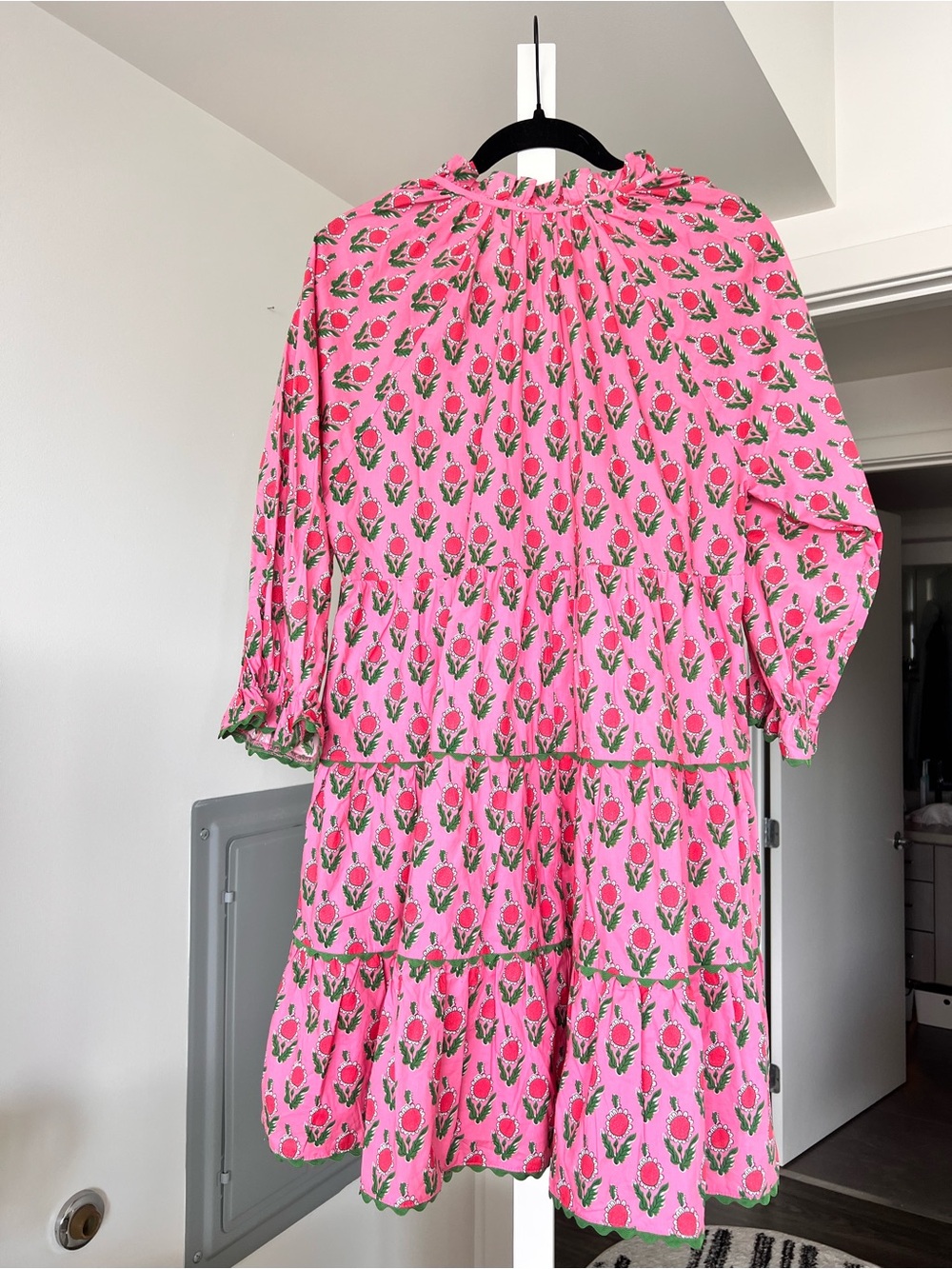Entro Pink & Green Floral Cotton Mini Dress Sz M - Picture 10 of 14